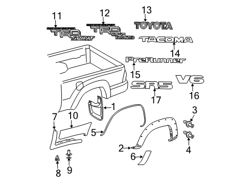2008 Toyota Tacoma Exterior Trim - Pick Up Box Diagram