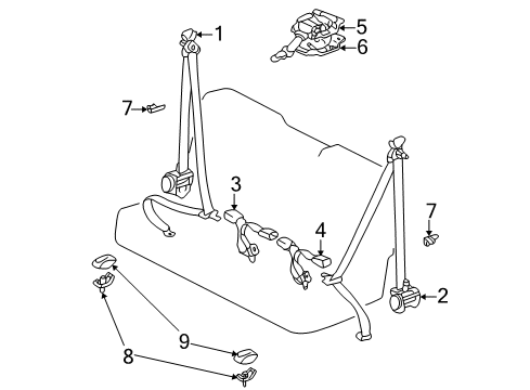 2002 Toyota Sequoia Rear Seat Belts Diagram