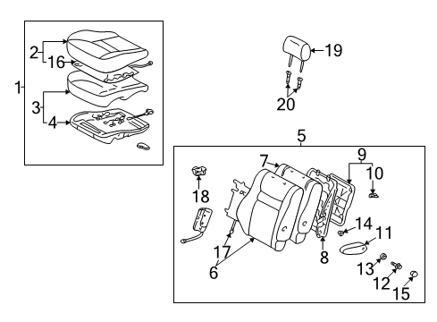 2002 Toyota Highlander Front Seat Components Diagram