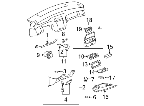 2000 Toyota Avalon Instrument Panel Components Diagram 5 - Thumbnail