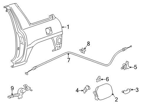 1999 Toyota RAV4 Fuel Door - Body Diagram 2 - Thumbnail