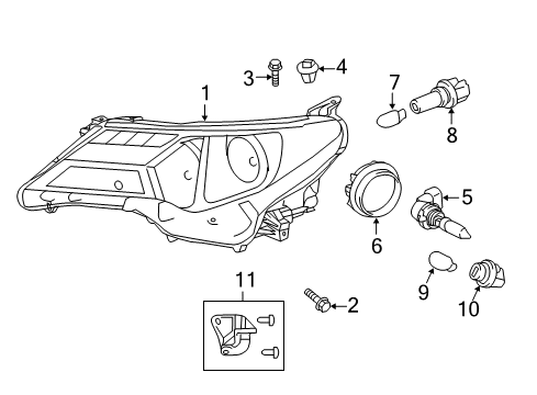 2015 Toyota RAV4 Bulbs Diagram