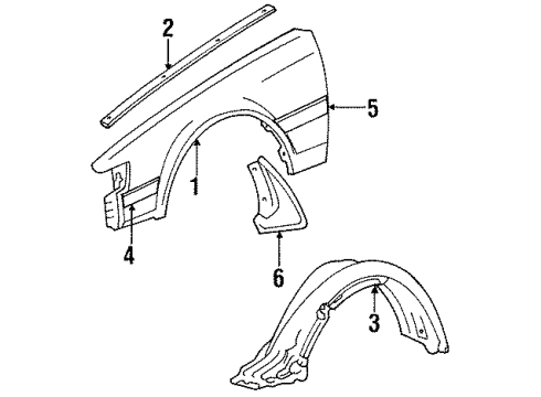 1986 Toyota Celica Exterior Trim - Fender Diagram