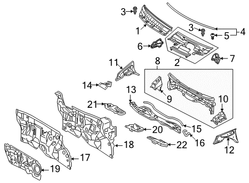 2009 Scion xD Cowl Grille, Driver Side Diagram for 55709-52110