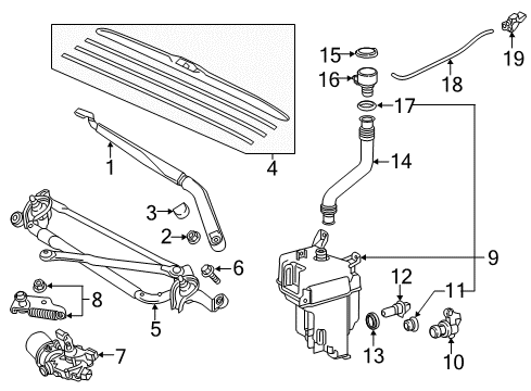 2016 Toyota Highlander Wiper & Washer Components Diagram