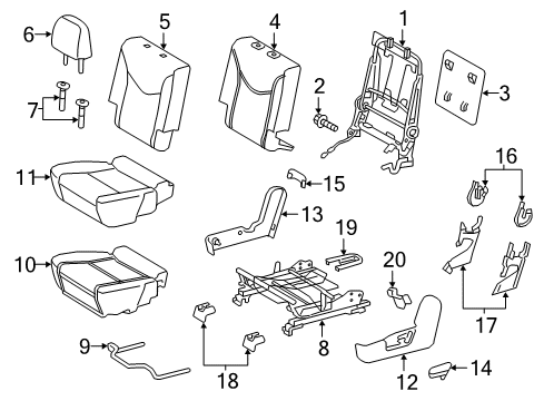 2012 Toyota Prius V Rear Seat Components Diagram