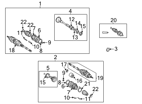 2003 Toyota Highlander Drive Axles - Front Diagram