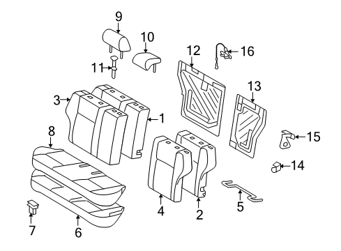 2010 Toyota Corolla Rear Seat Components Diagram