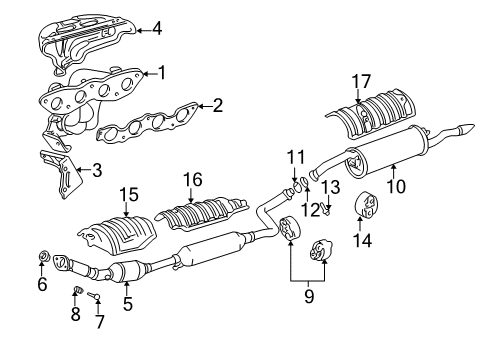 2001 Toyota Echo Exhaust Components Diagram