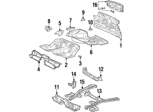 1992 Toyota Celica Rear Floor Pan Side Extension, Passenger Side Diagram for 58313-20250