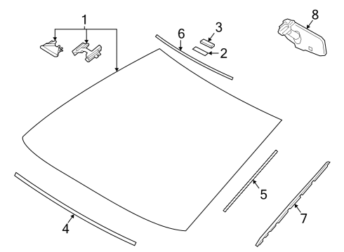 2024 Toyota Crown Glass - Windshield Diagram