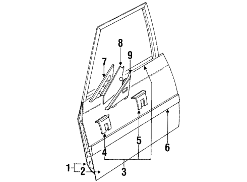 1990 Toyota Corolla Door & Components Diagram 2 - Thumbnail