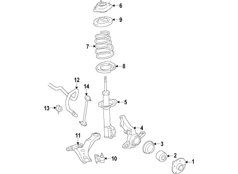 2007 Toyota Corolla Front Suspension Components Diagram