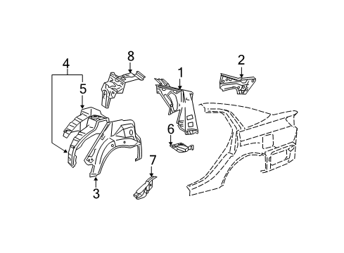 2011 Toyota Avalon Inner Wheelhouse, Passenger Side Diagram for 61633-AA901