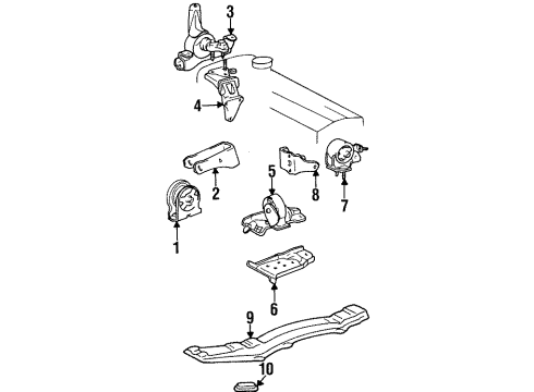 1997 Toyota Celica Engine & Trans Mounting Diagram