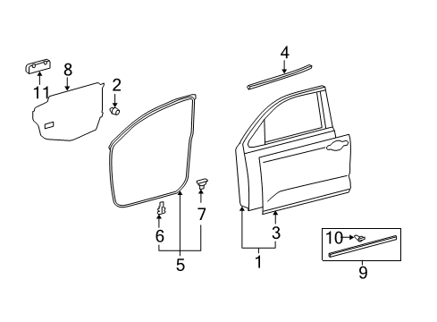 2009 Toyota Tundra Door & Components Diagram