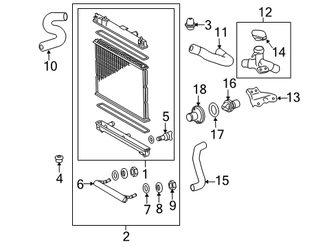 2014 Toyota Yaris Radiator & Components Diagram