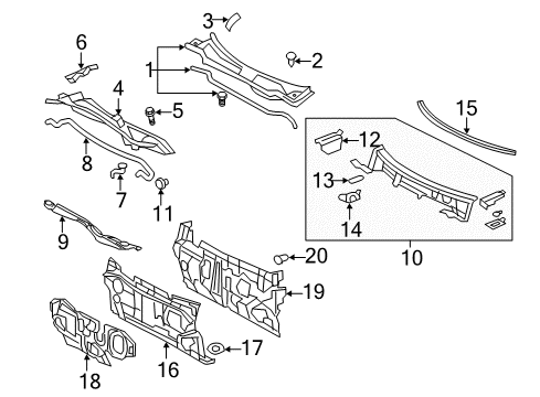 2007 Toyota Camry Plate, Dash Panel Insulator, Driver Side Diagram for 55239-33020