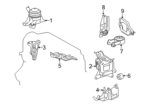 2012 Toyota Yaris Engine & Trans Mounting Diagram