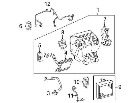 2014 Toyota Venza A/C Evaporator & Heater Components Diagram