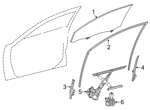 2016 Toyota Camry Glass - Front Door Diagram 2 - Thumbnail