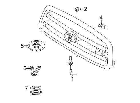 2002 Toyota Sequoia Grille & Components Diagram