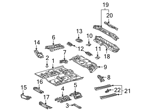 2004 Scion xA Floor & Rails Diagram