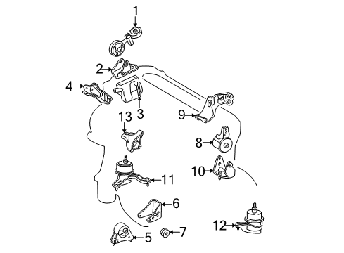 2004 Toyota Highlander Engine & Trans Mounting Diagram