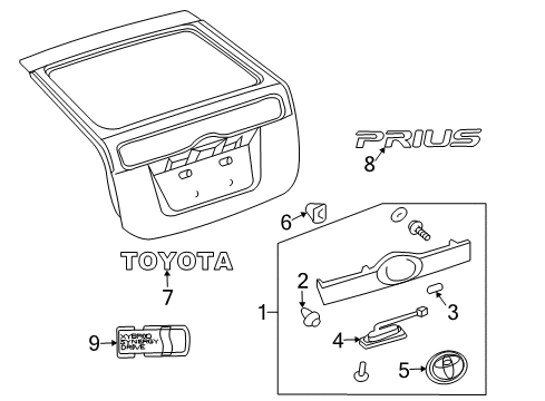 2005 Toyota Prius Exterior Trim - Lift Gate Diagram