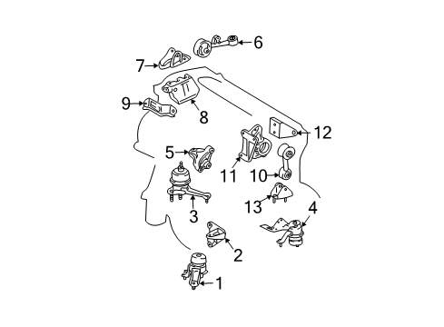 2006 Toyota Solara Engine & Trans Mounting Diagram