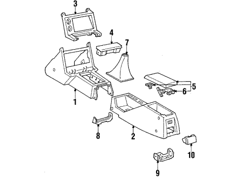1985 Toyota Celica Console Assembly Diagram for 58802-14050-01