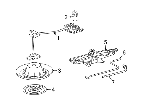 2006 Toyota Highlander Spare Tire Retainer Handle, Rear Diagram for 51942-28010