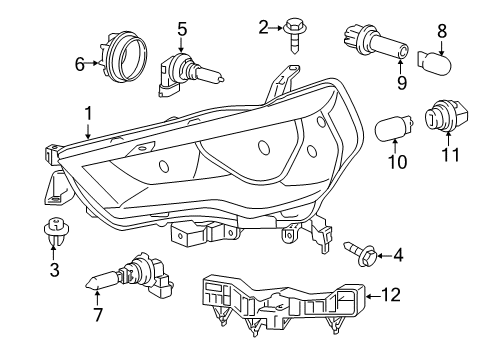 2024 Toyota 4Runner Headlamp Components Diagram