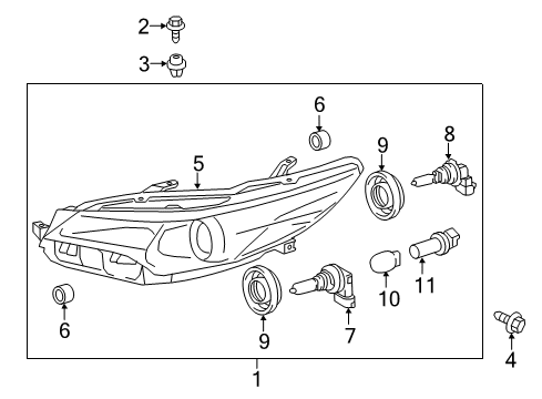 2015 Toyota Camry Headlamp Components - Headlights Diagram 2 - Thumbnail