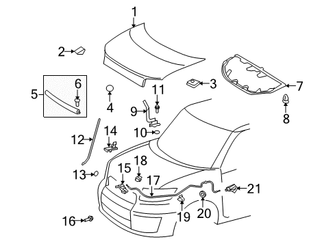 2013 Scion xB Hood & Components Diagram