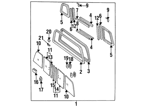 1996 Toyota T100 Glass & Hardware - Back Glass Diagram 2 - Thumbnail