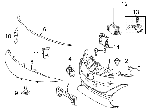 2017 Toyota Prius Prime Grille & Components Diagram