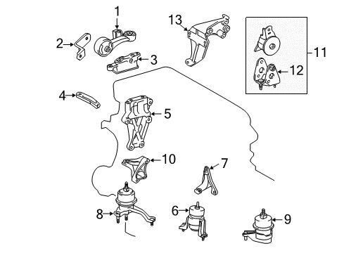 2011 Toyota Venza Engine & Trans Mounting Diagram
