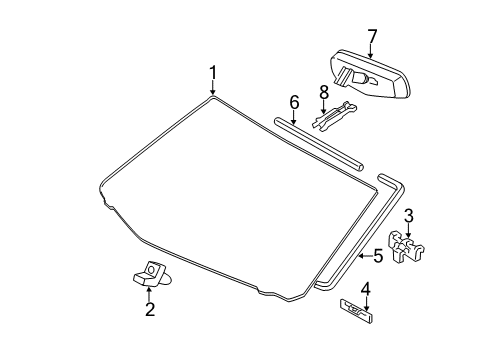2007 Toyota Avalon Glass - Windshield Diagram