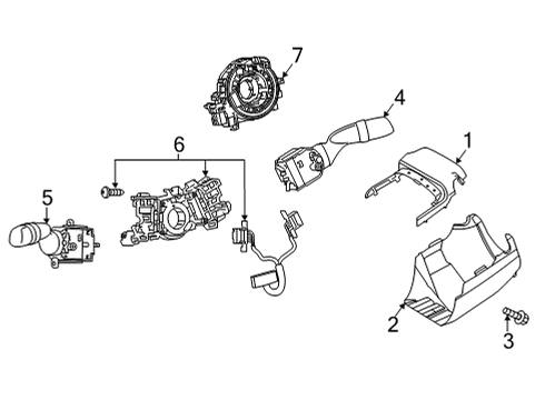 2025 Toyota Highlander Shroud, Switches & Levers Diagram