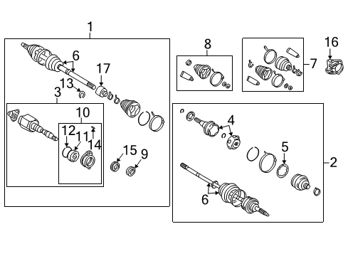 2001 Toyota Celica Drive Axles - Front Diagram