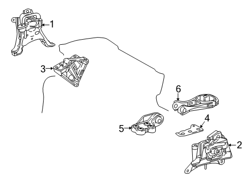 2022 Toyota Prius Engine & Trans Mounting Diagram