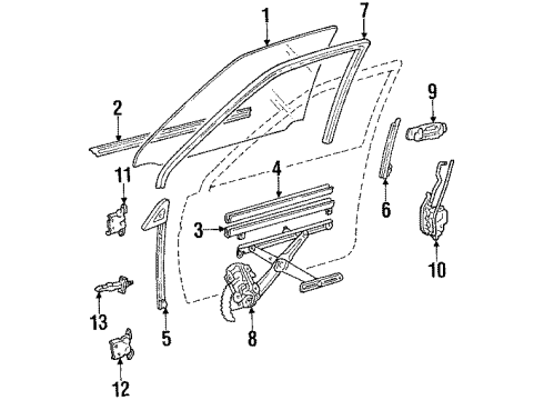 1985 Toyota Corolla Glass - Front Door Diagram