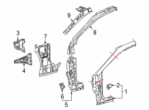 2018 Toyota Camry Lower Panel, Passenger Side Diagram for 61103-06070