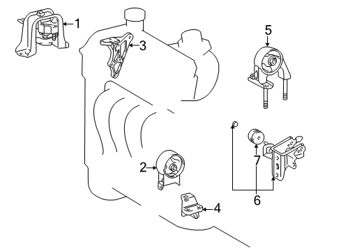 2000 Toyota Echo Engine & Trans Mounting Diagram