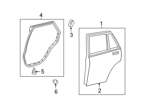 2006 Toyota Highlander Door & Components Diagram