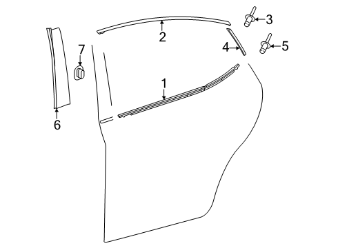 2025 Toyota Camry Exterior Trim - Rear Door Diagram
