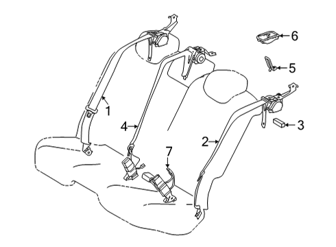 2025 Toyota Mirai Rear Seat Belts Diagram