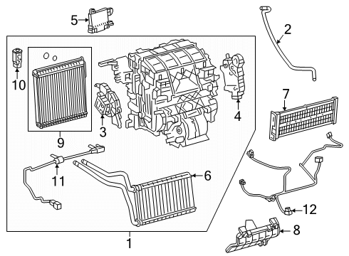 2025 Toyota Prius A/C Evaporator & Heater Components Diagram