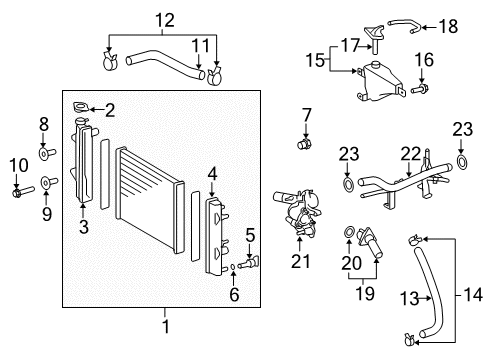 2013 Toyota FJ Cruiser Radiator & Components Diagram